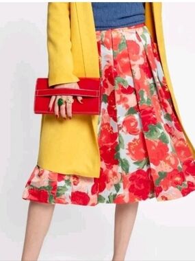 Frances Valentine Pleated Floral Midi Skirt Size 6